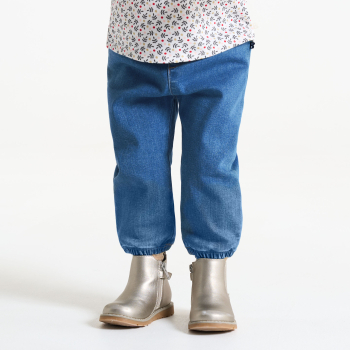 بنطلون أزرق من قماش الدنيم المرن لللفتيات الصغيرات